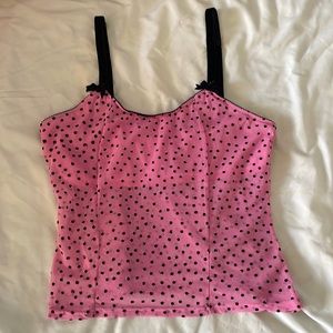 Pink + black mesh tank